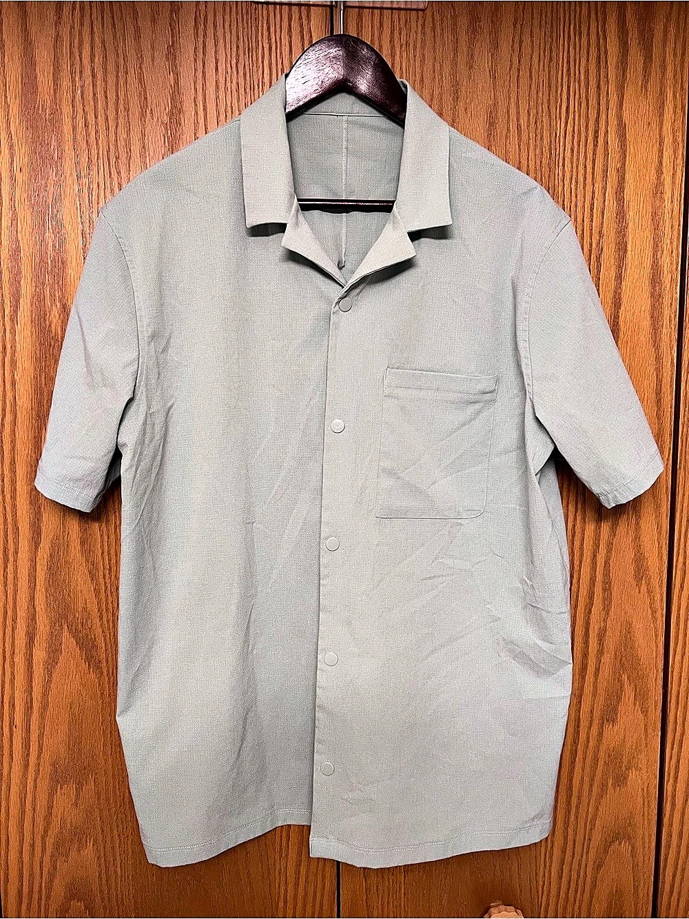 Lululemon Airing Easy Camp Collar Shirt Men's Ming Green Short Sleeve